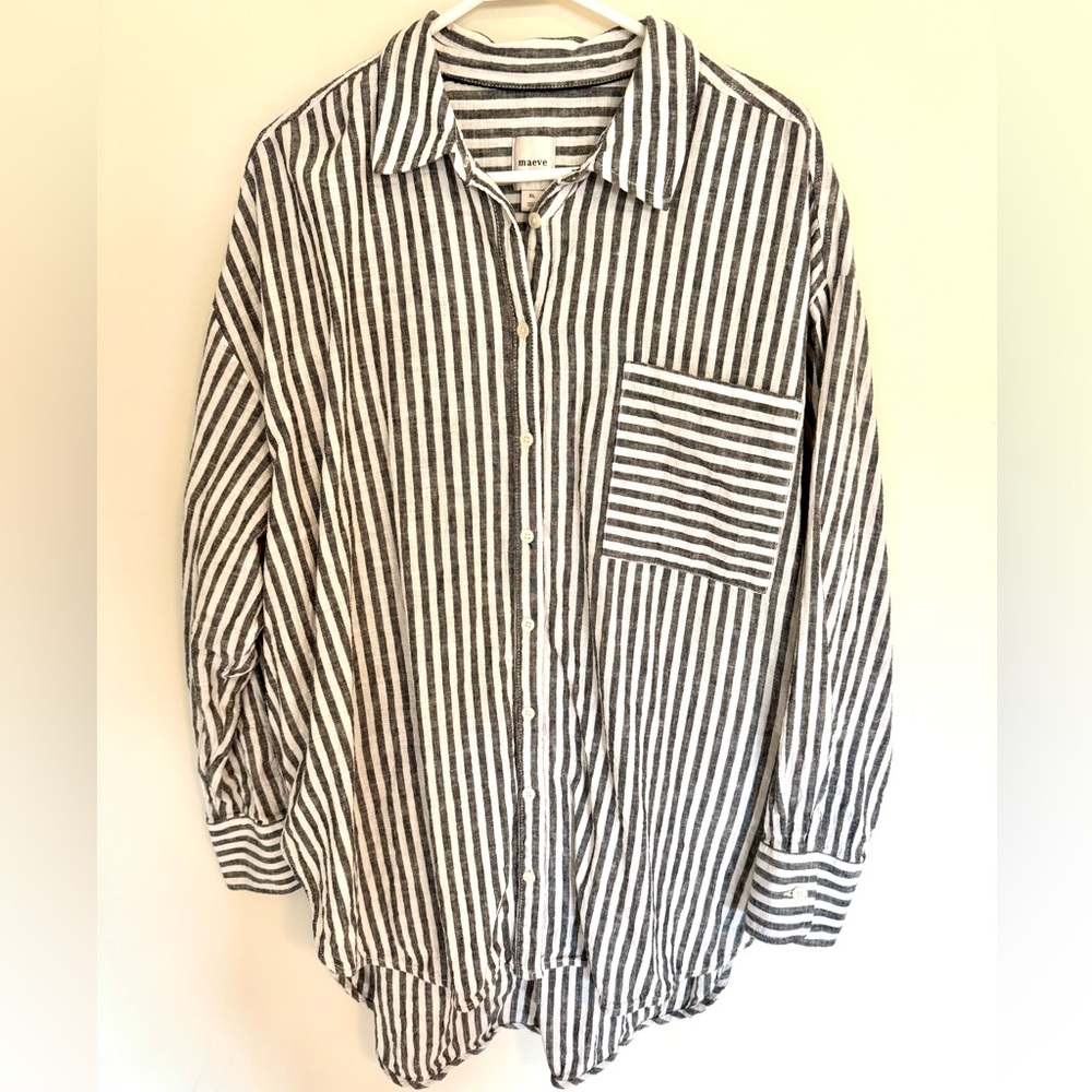 NEW Anthropologie NWOT Maeve The Bennet Buttondown Shirt: Linen Addition, XL - Picture 5 of 6